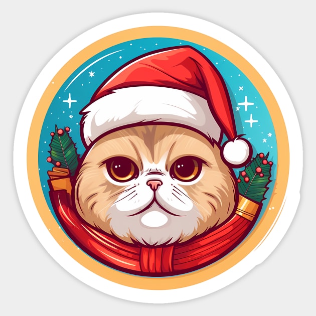 Scottish Fold Cat Xmas, Love Cats Sticker by logiamerch